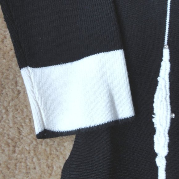 Unique Int'l Women's Rhinestone Button Cardigan Knit Sweater Medium Black - Picture 5 of 8